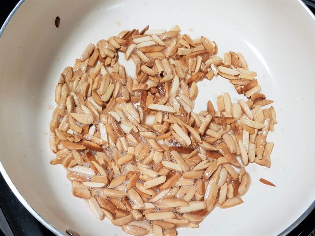 toasting almonds in pan